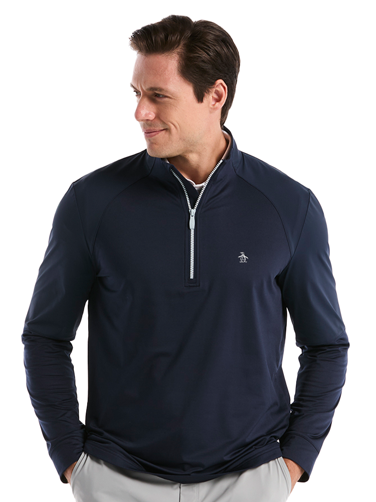 Original Penguin Mixed Media 1/4-Zip Pullover - Black Iris