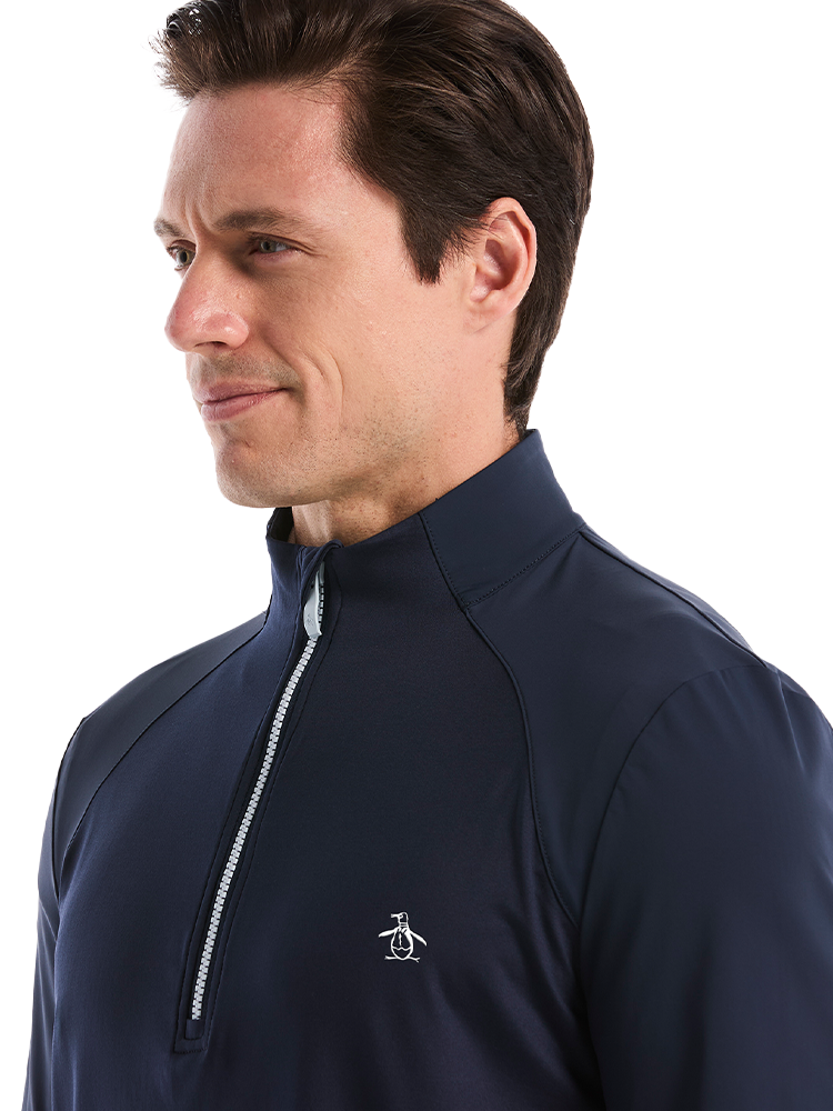 Original Penguin Mixed Media 1/4-Zip Pullover - Black Iris