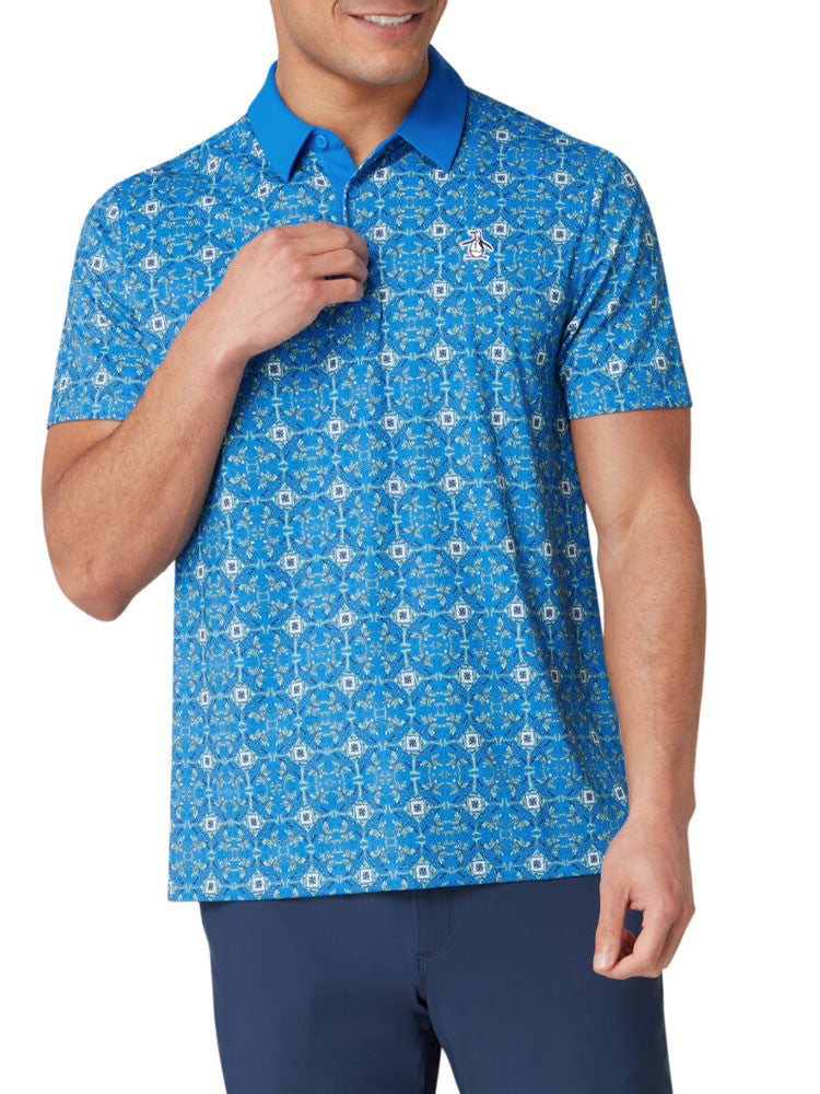 Original Penguin Pete's Cocktail Windowpane Polo - French Blue