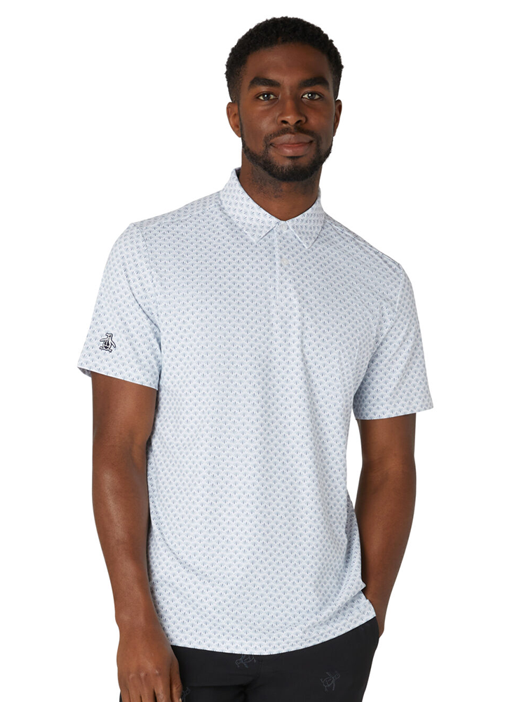 Original Penguin Retro Geo Print Golf Polo - Bright White