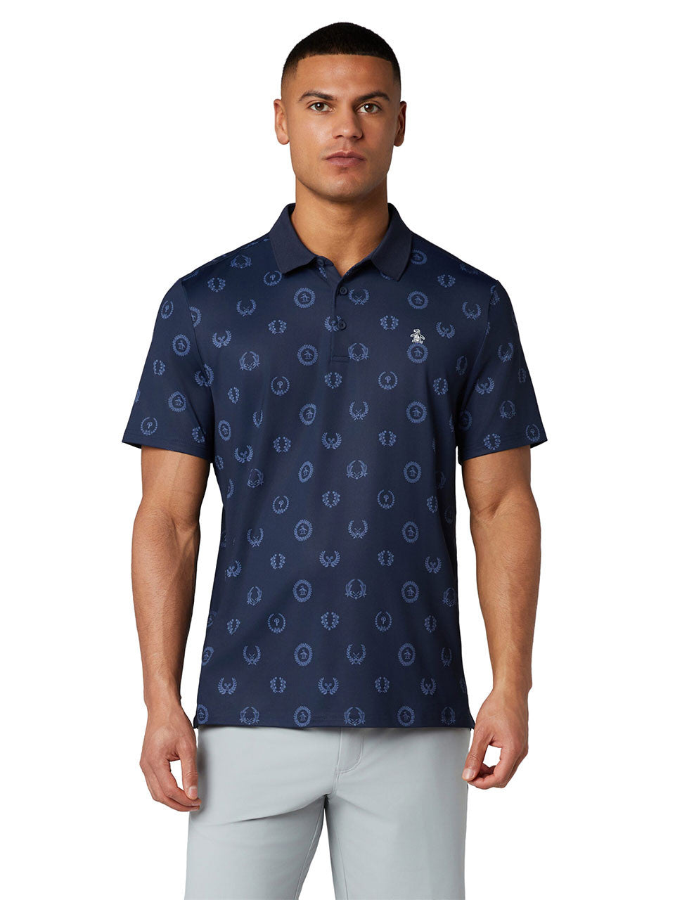 Original Penguin Victory Crest Jacquard Polo - Black Iris