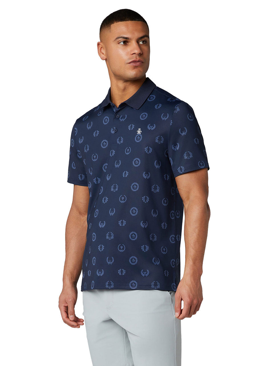 Original Penguin Victory Crest Jacquard Polo - Black Iris