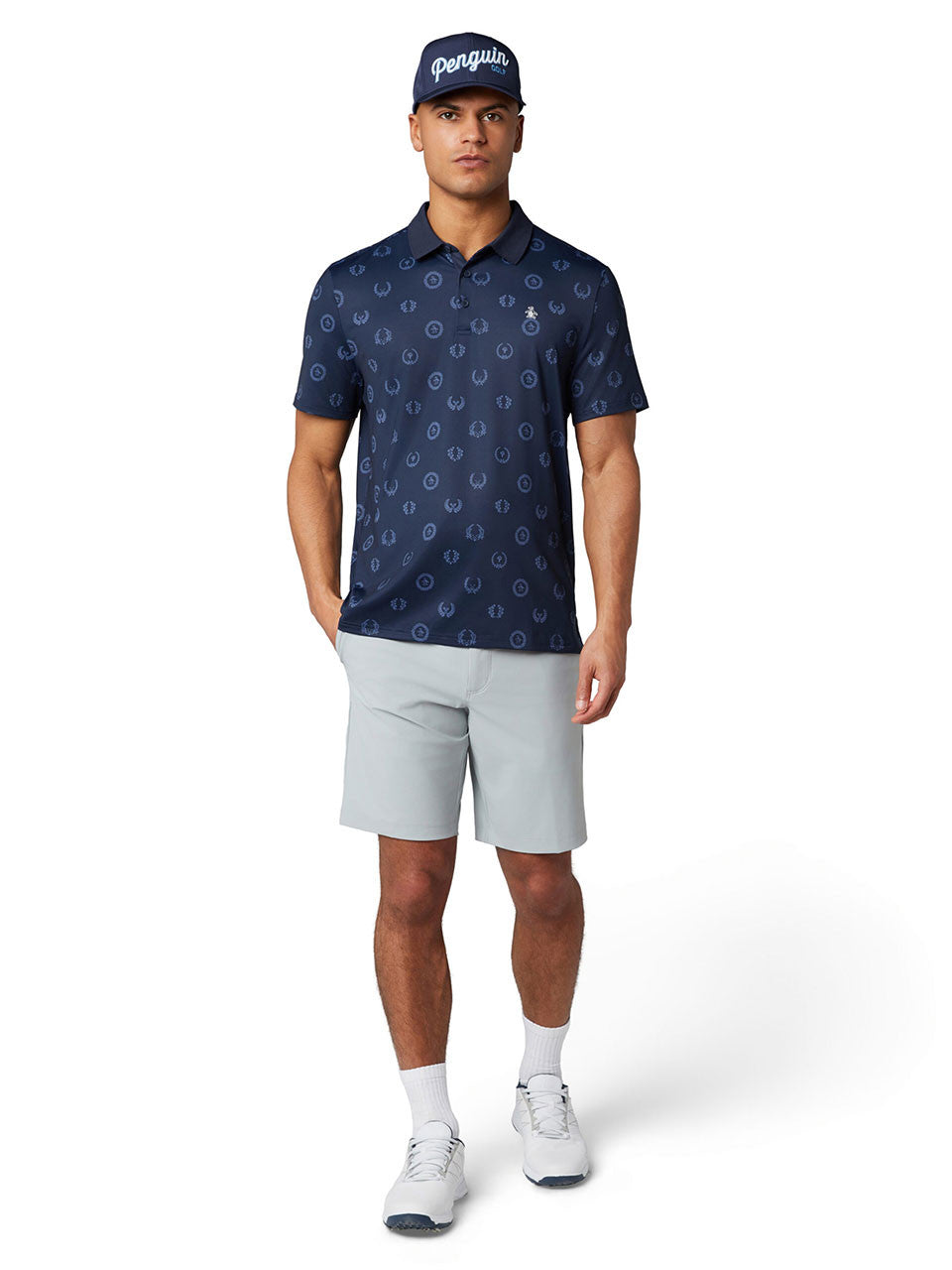 Original Penguin Victory Crest Jacquard Polo - Black Iris