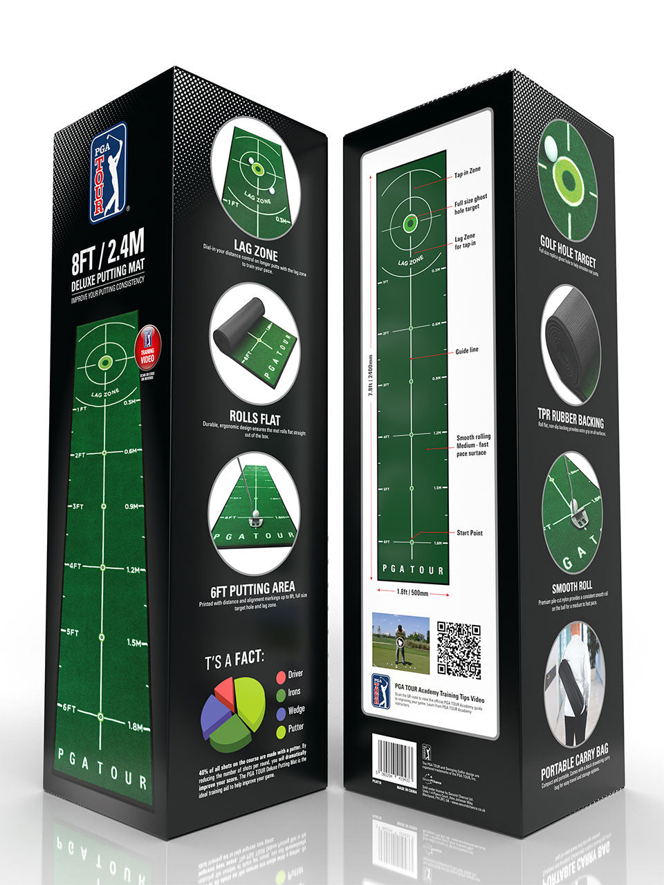 PGA Tour 8ft Putting Mat - Green