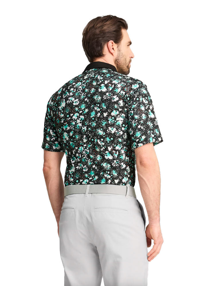 Puma CLOUDSPUN Abstract Camo Polo - Puma Black/Aquatic