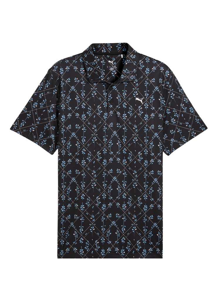Puma CLOUDSPUN Argyle Bloom Polo - Puma Black/Rose Blossom