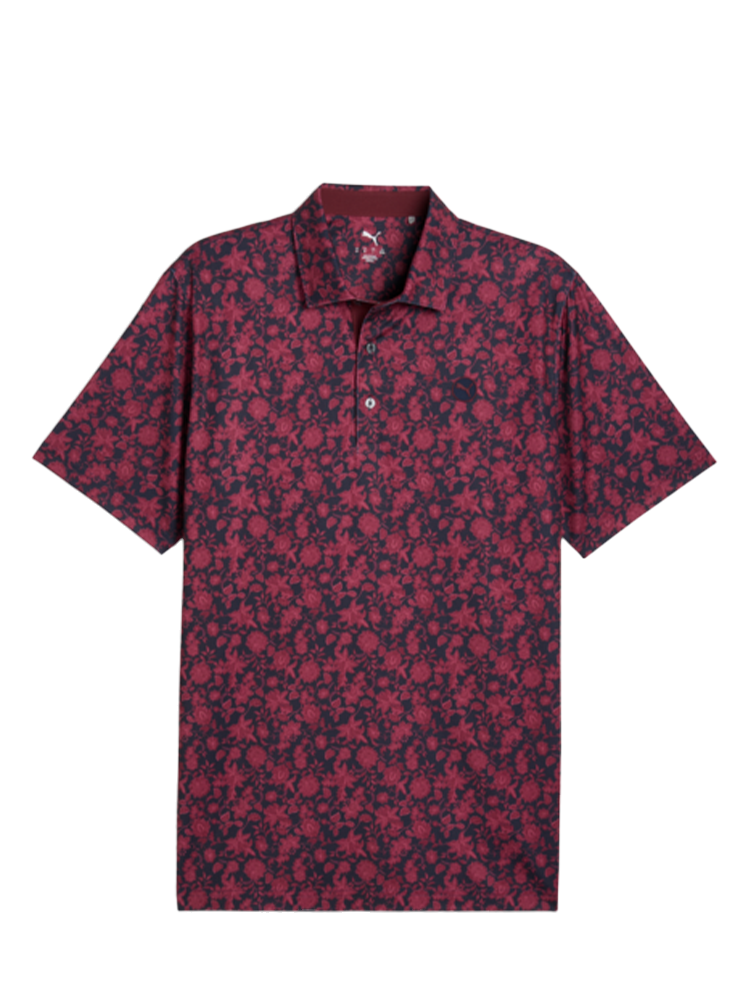 Puma CLOUDSPUN Carmela Floral Golf Polo - Deep Navy/Ruby Shimmer