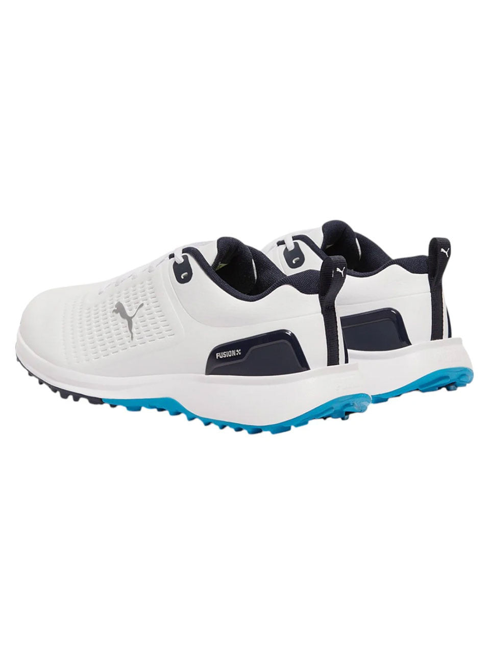Puma FUSION Plus Spikeless Golf Shoes - Puma White/Speed Blue/Deep Navy