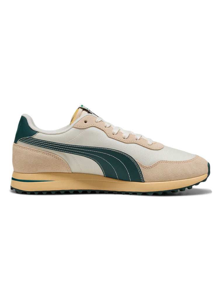 Puma Helsinki G Spikeless Golf Shoes - Frosted Ivory/Green Terrain/Light Straw