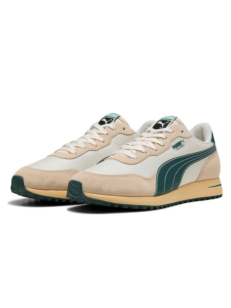 Puma Helsinki G Spikeless Golf Shoes - Frosted Ivory/Green Terrain/Light Straw