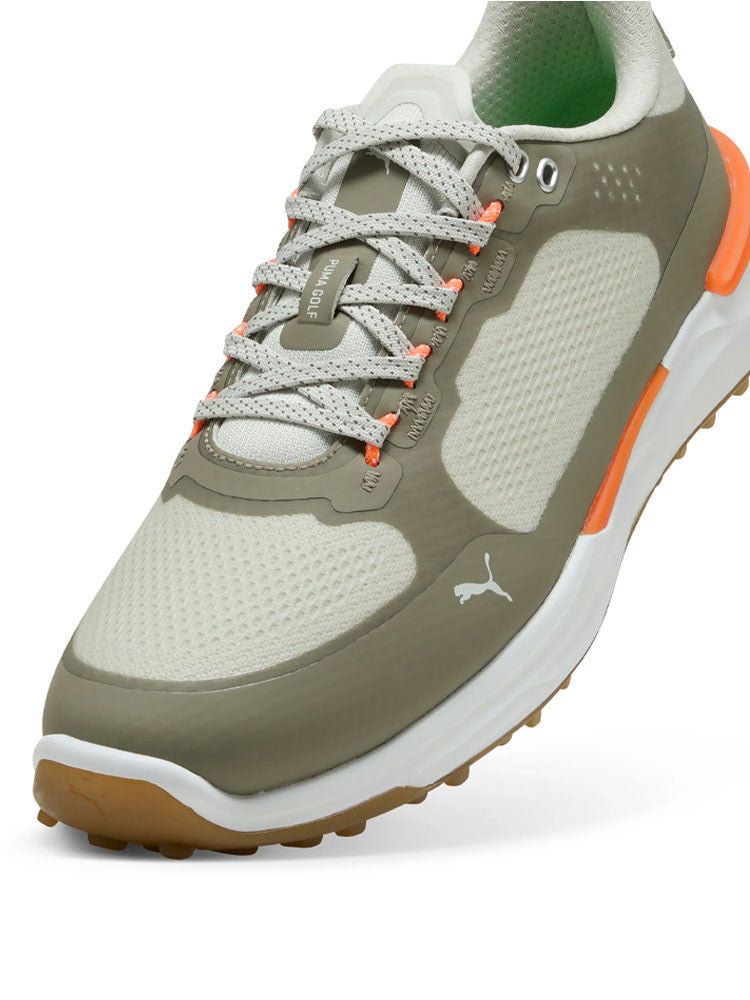 Puma IGNITE Elevate X Spikeless Golf Shoes - Sedate Grey/Velvet Moss/Fluro