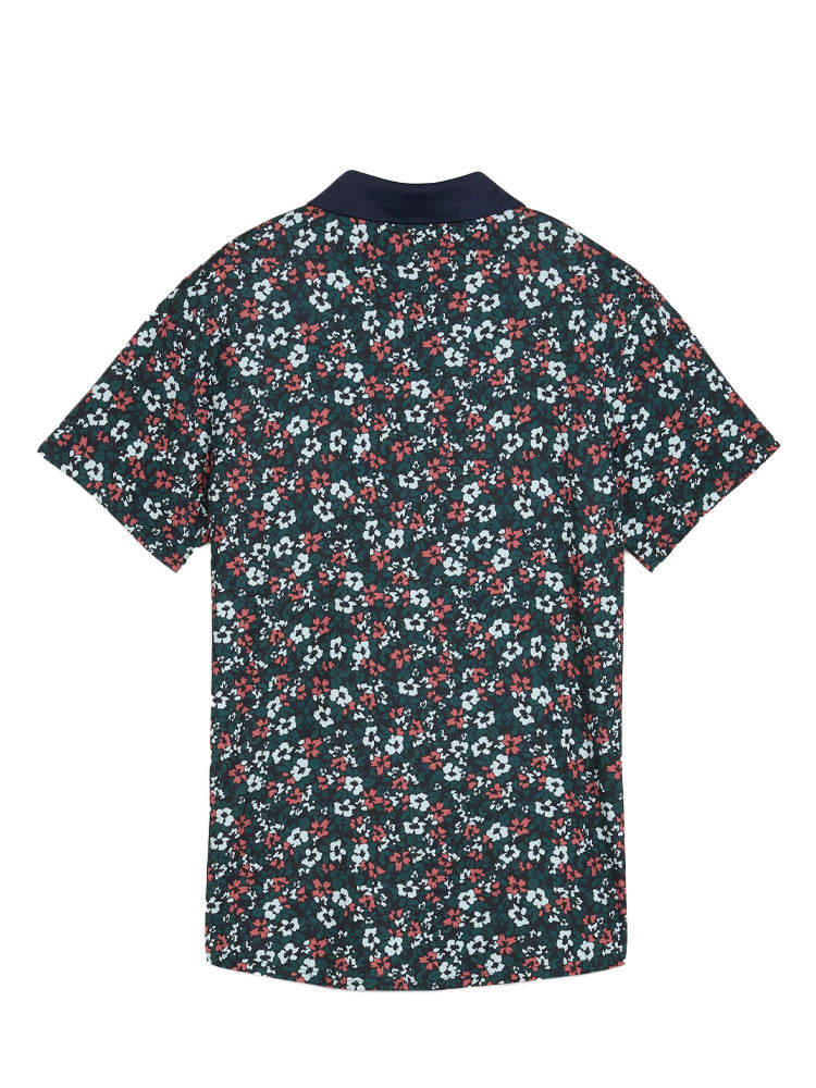 Puma Womens Floral Burst Golf Polo - Deep Navy