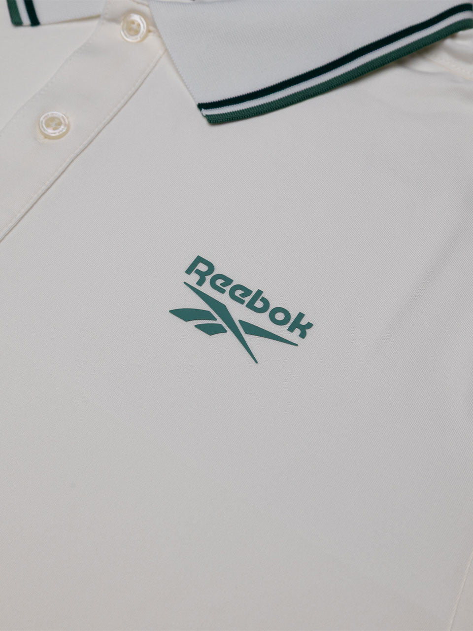 Reebok Solid Performance Polo Shirt - Chalk/Deep Sea/Metal Green