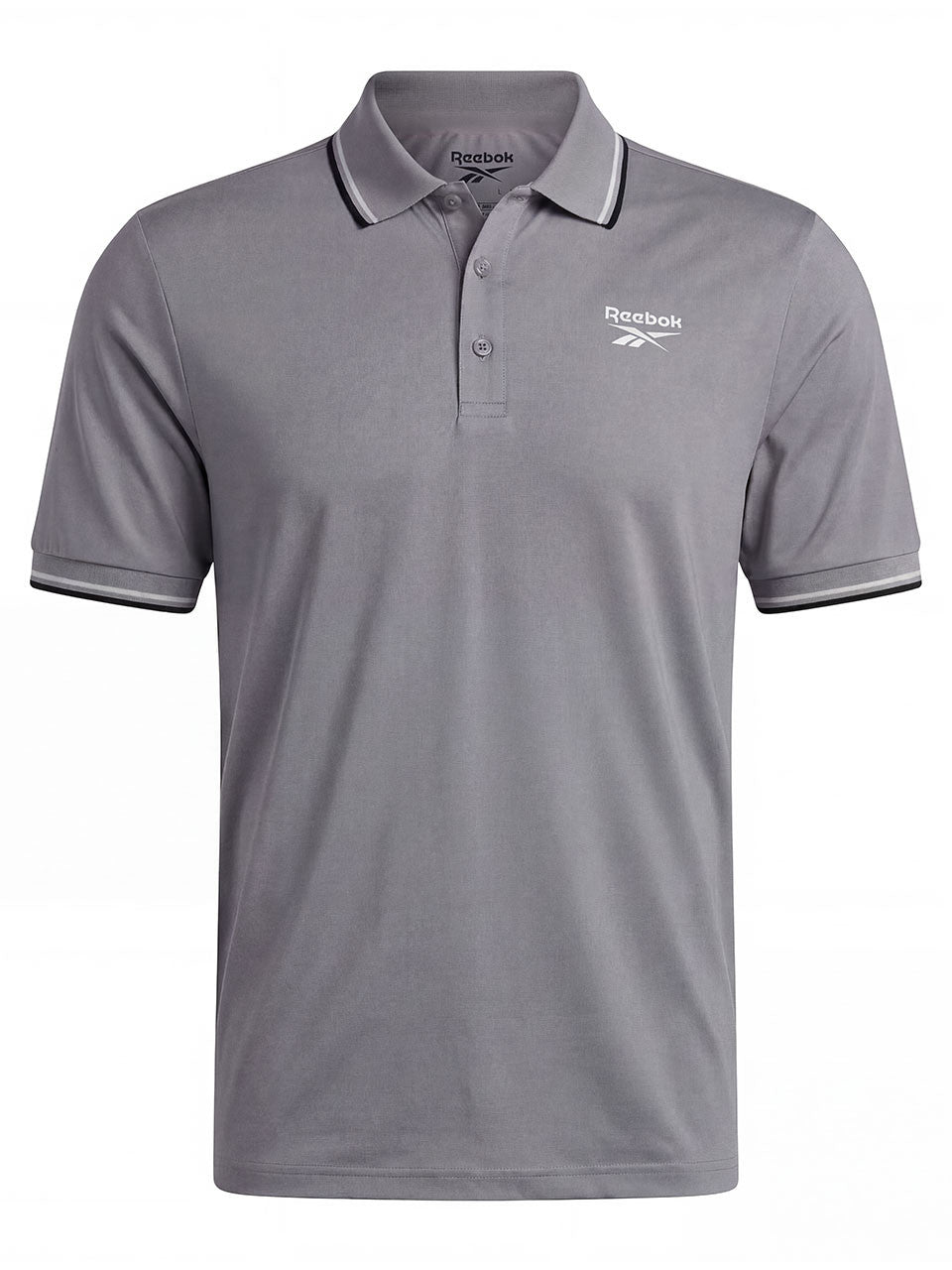Reebok Solid Performance Polo Shirt - Grey 3/White/Black