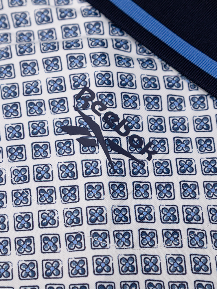 Reebok Womens Foulard Print Polo - Vector Navy/Peri Blue