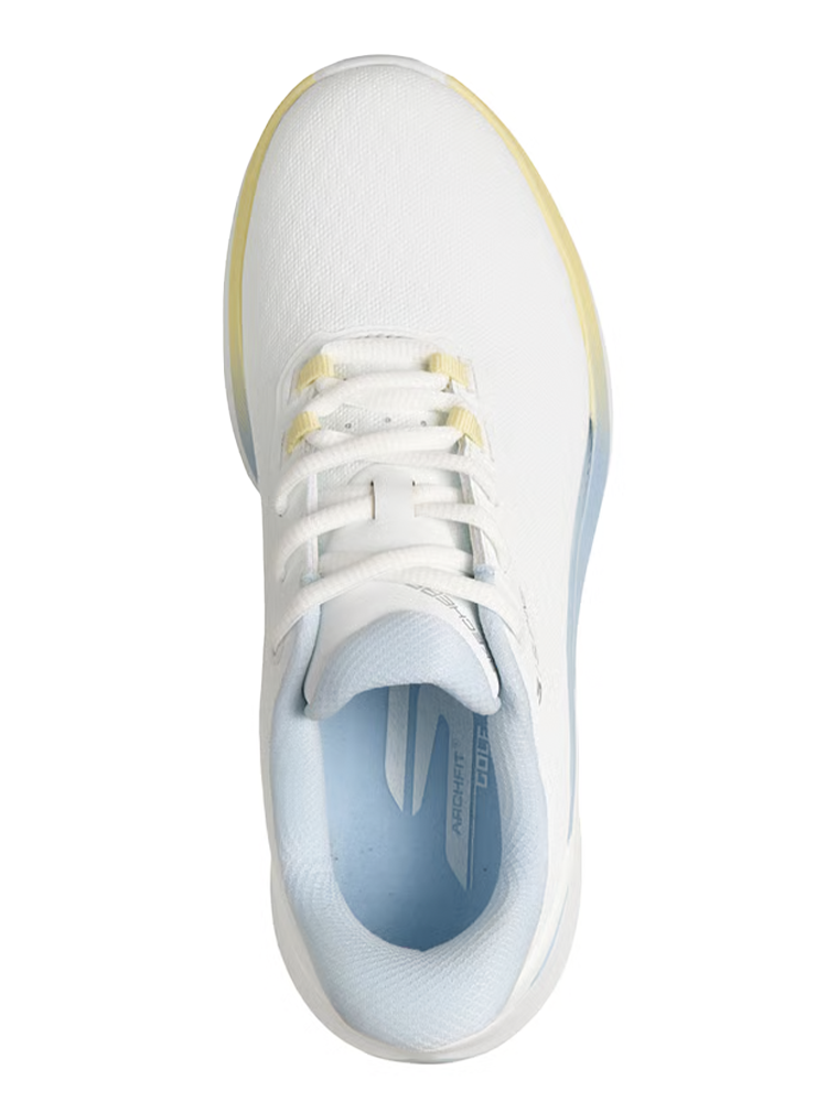 Skechers Womens GO GOLF Pure Slip 'Ins Golf Shoes - White/Blue/Yellow
