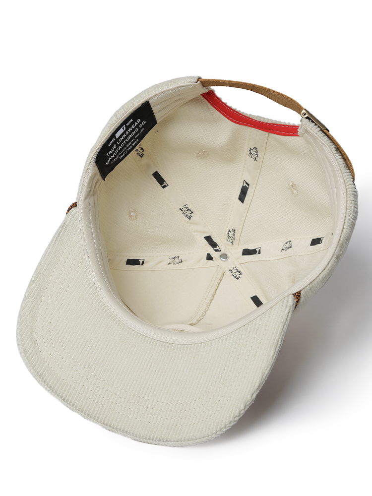 TRUE Linkswear 5 Panel Corduroy Enjoy The Walk Strapback Cap - Stone