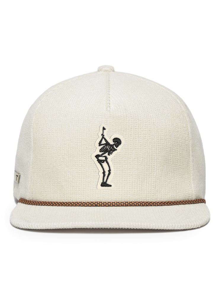 TRUE Linkswear Dead Golfer Corduroy 5 Panel Strapback Cap - Stone