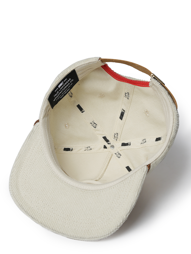 TRUE Linkswear Dead Golfer Corduroy 5 Panel Strapback Cap - Stone