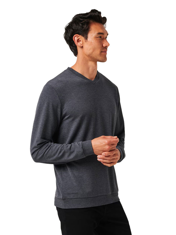 TravisMathew Amenities V-Neck - Heather Dark Grey