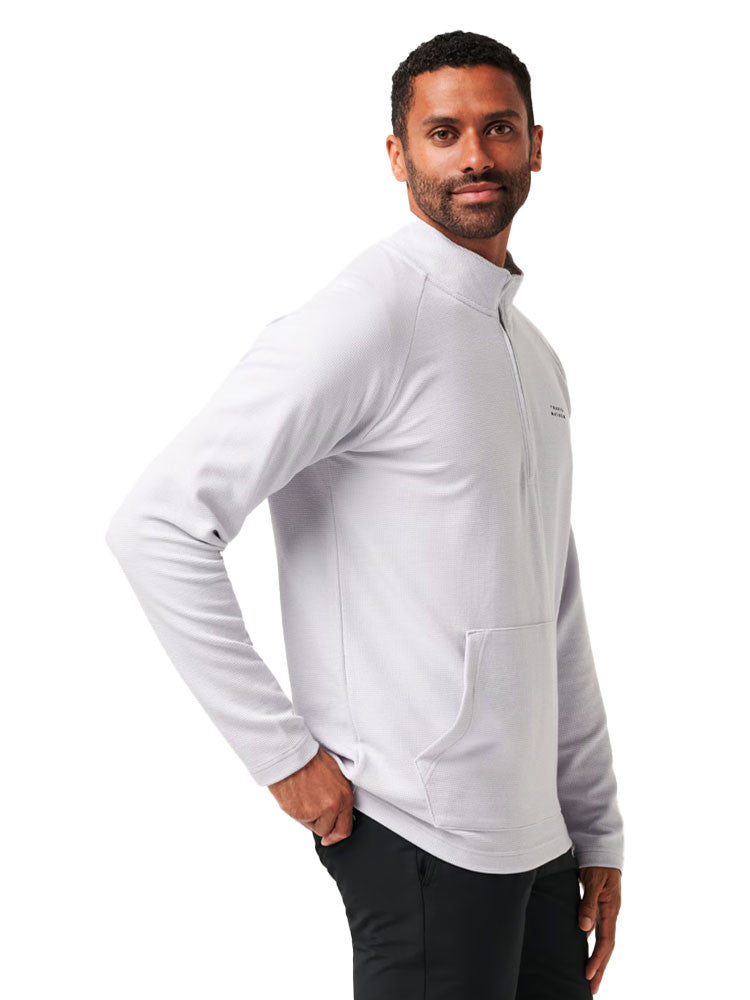 TravisMathew Performance Waffle 1/4-Zip - Heather Light Grey