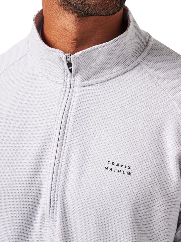 TravisMathew Performance Waffle 1/4-Zip - Heather Light Grey