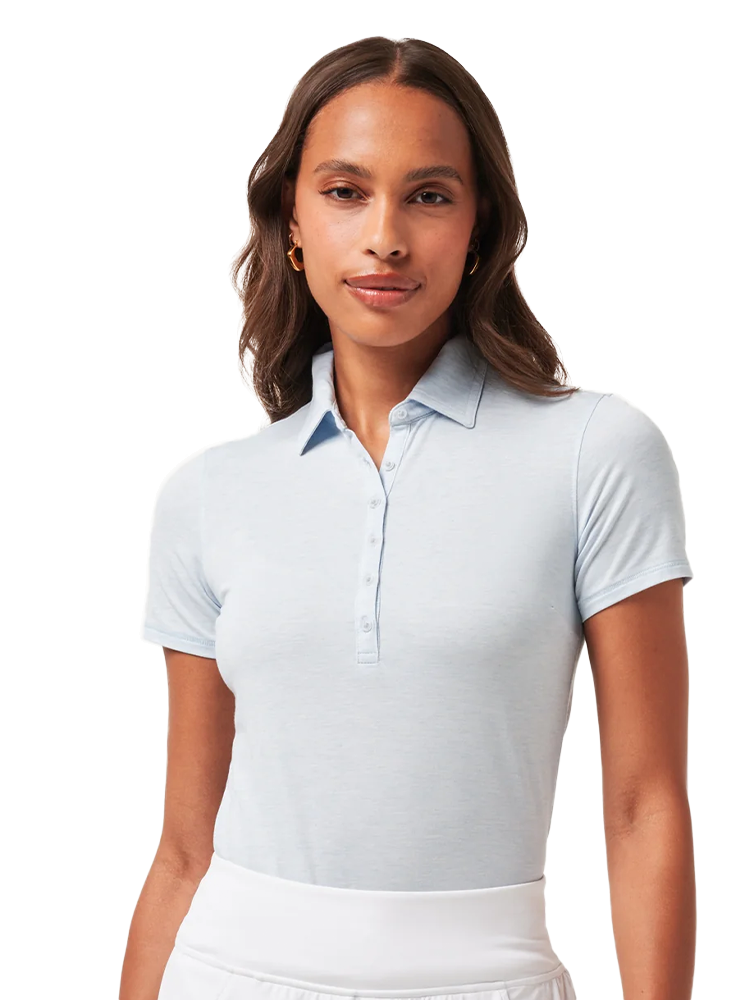 TravisMathew Women's Featherweight Active SS Polo - Heather Kentucky Blue