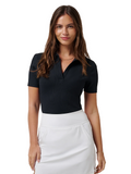 TravisMathew Women's Moveknit SS V-Neck Polo - Black