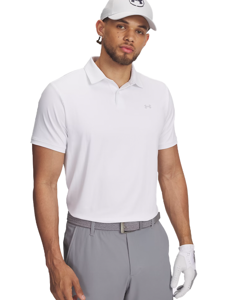 Under Armour Drive Sport Pique Polo - White/Halo Grey