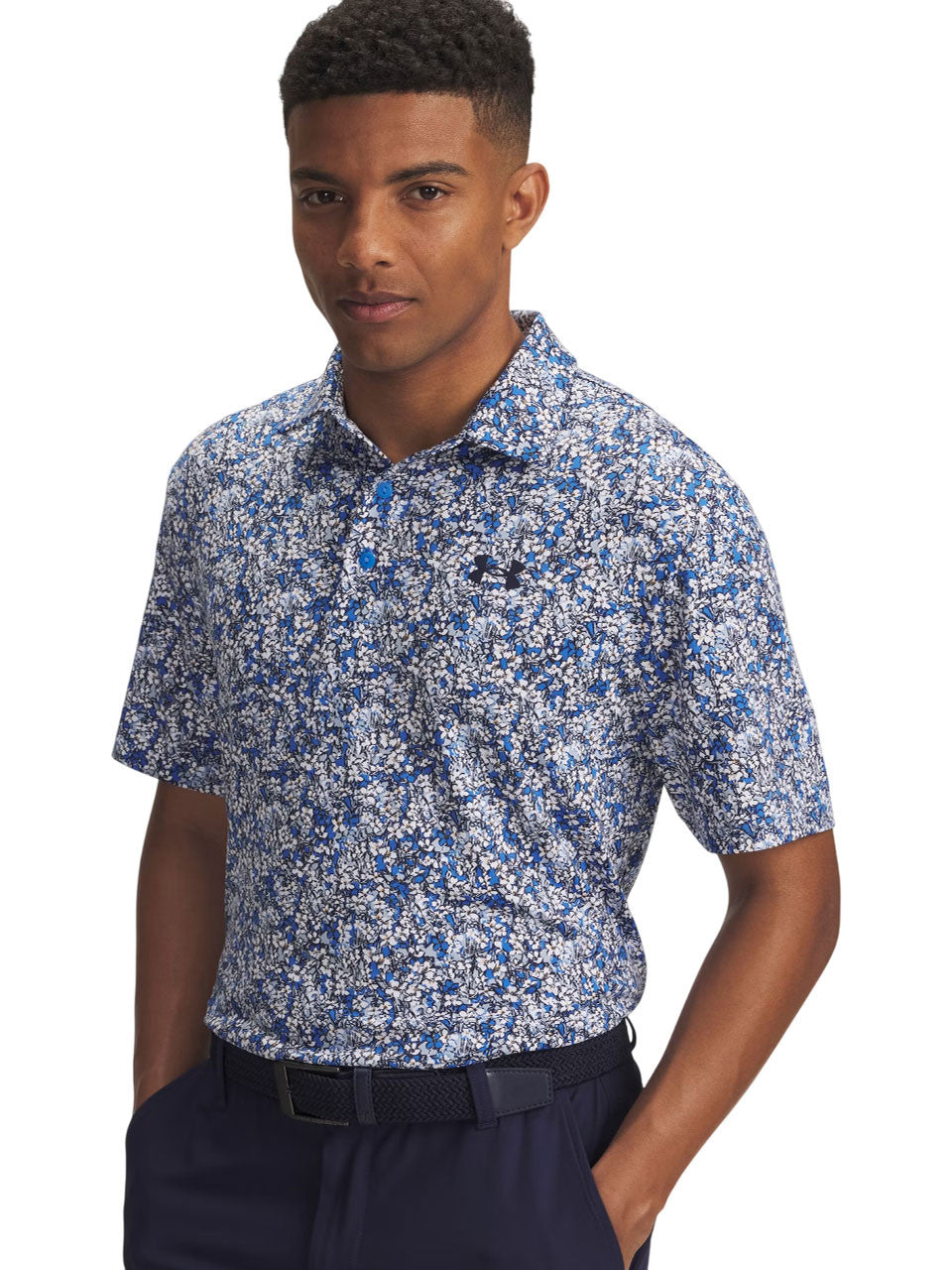 Under Armour Playoff 3.0 Printed Polo - Blue Atlantis/White/Midnight Navy