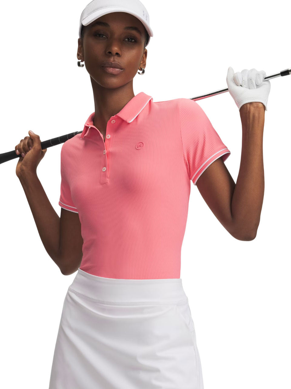 Under Armour Women's Drive Chill Short Sleeve Polo - Bittersweet Pink/White
