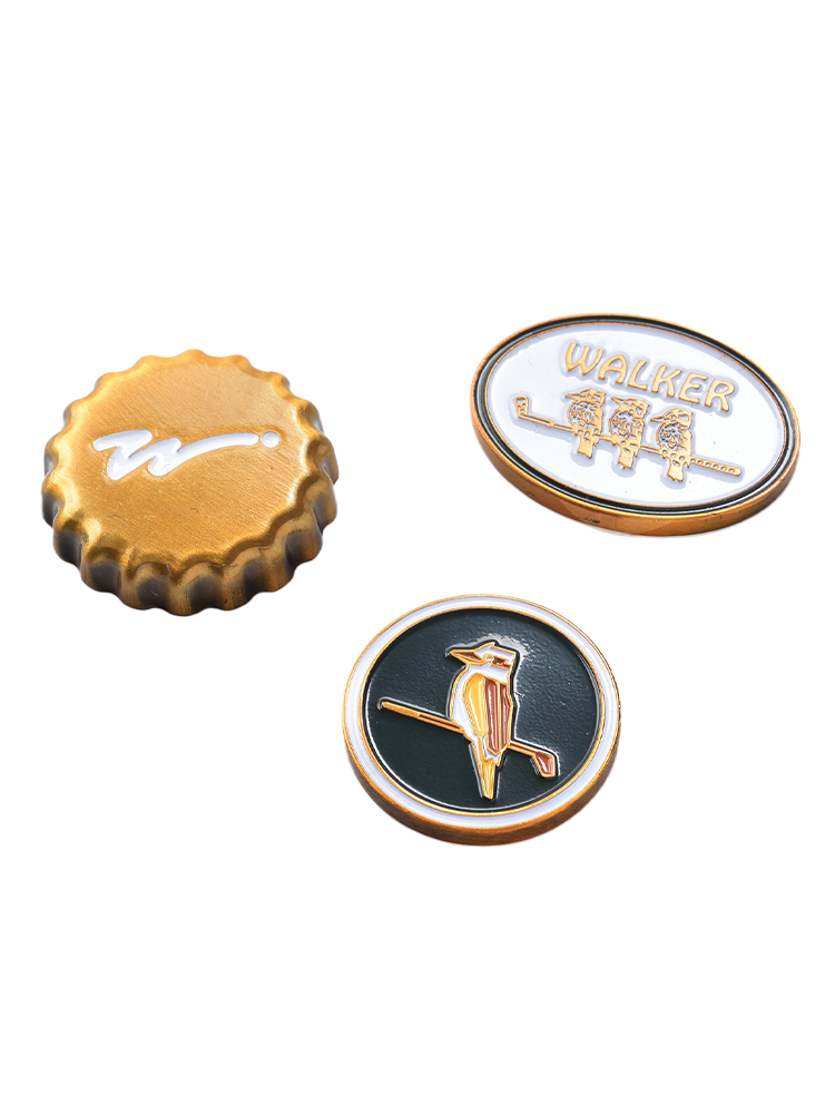 Walker Golf Things Ball Marker 3-Pack 'On Watch' - White/Green/Brushed Gold