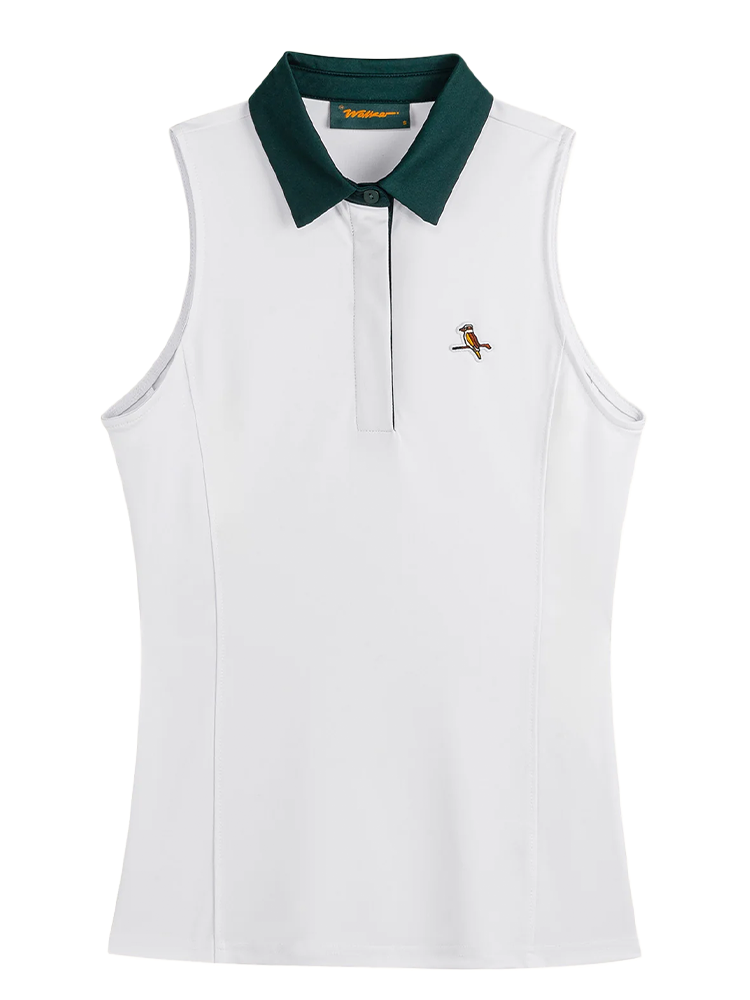 Walker Golf Things Womens Sleeveless Polo - White/Forest