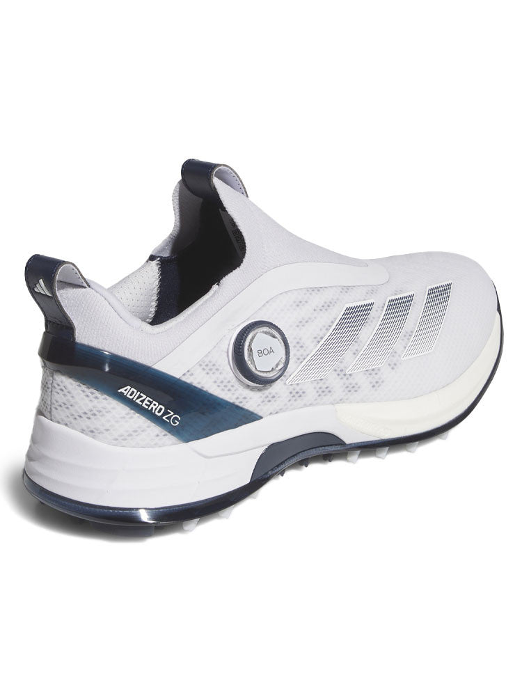 adidas Adizero ZG BOA Spikeless Golf Shoes - Ftwr White/Collegiate Navy/Grey