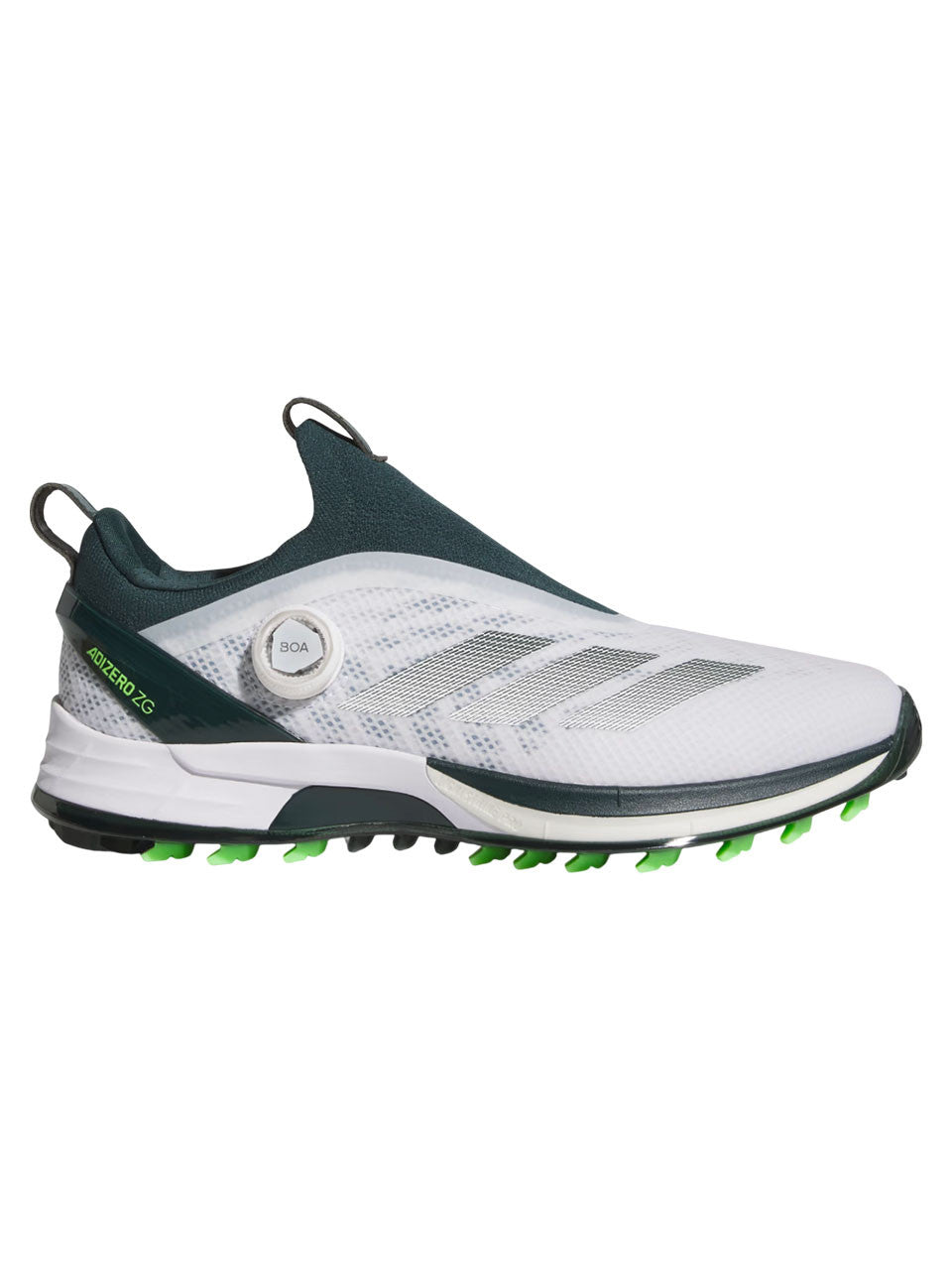 adidas Adizero ZG BOA Spikeless Golf Shoes - Ftwr White/Aurora Ivy/Lime Burst