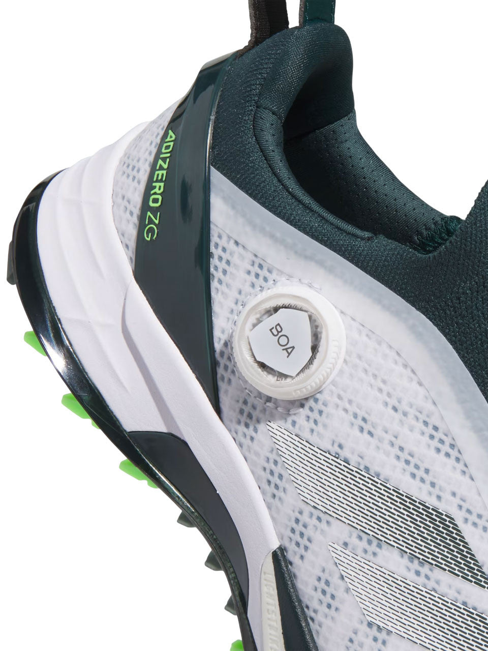 adidas Adizero ZG BOA Spikeless Golf Shoes - Ftwr White/Aurora Ivy/Lime Burst