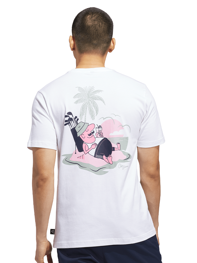 adidas Golf Chip in Paradise Graphic T-Shirt - White