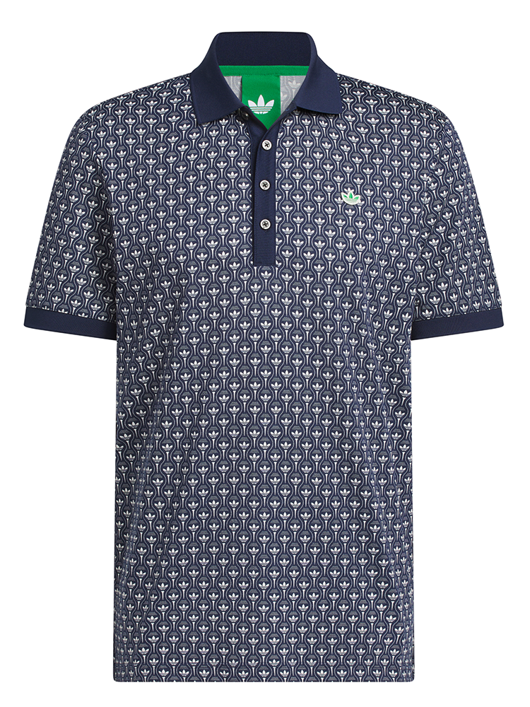 adidas Originals All Over Trefoil Polo - Night Indigo/Chalk White