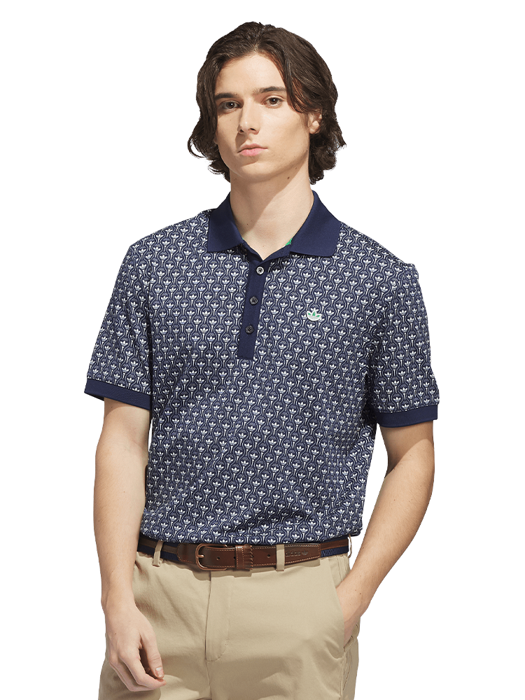 adidas Originals All Over Trefoil Polo - Night Indigo/Chalk White