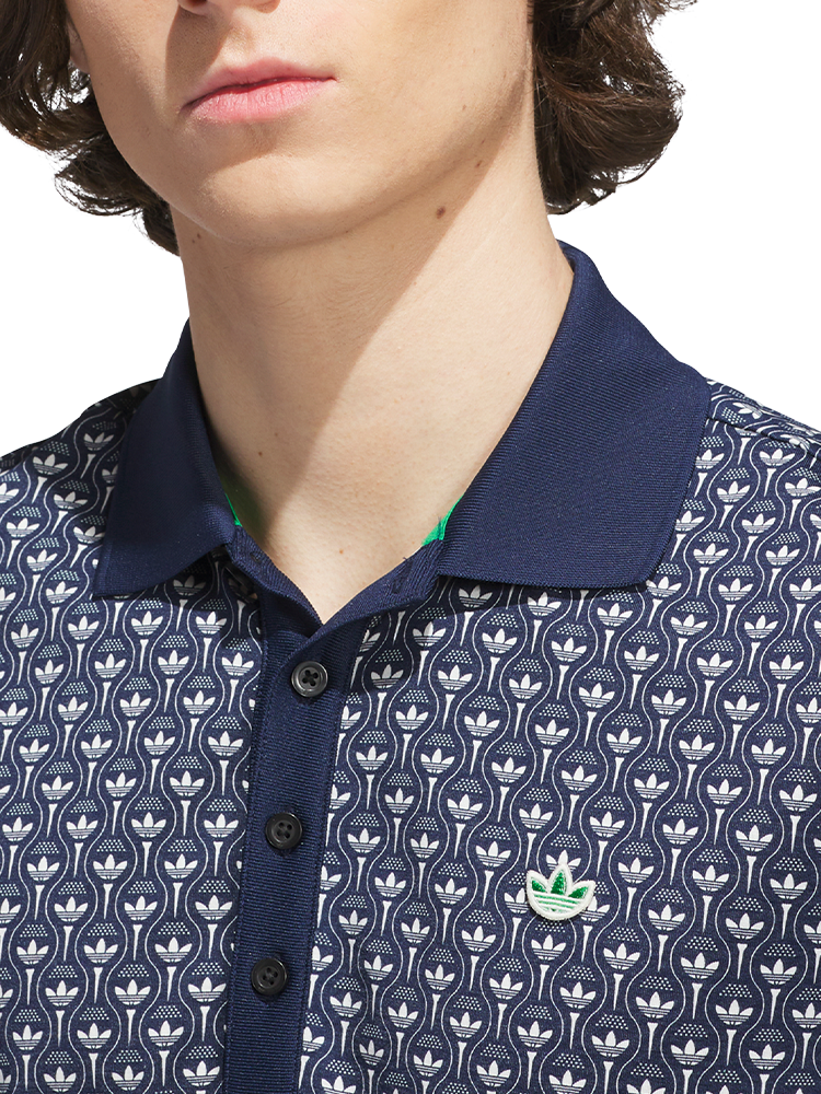 adidas Originals All Over Trefoil Polo - Night Indigo/Chalk White