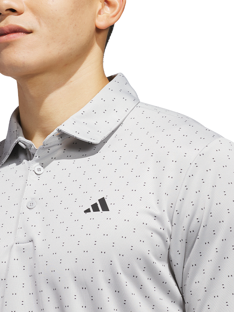 adidas Performance Textured Print Polo Shirt - Grey Two/Black