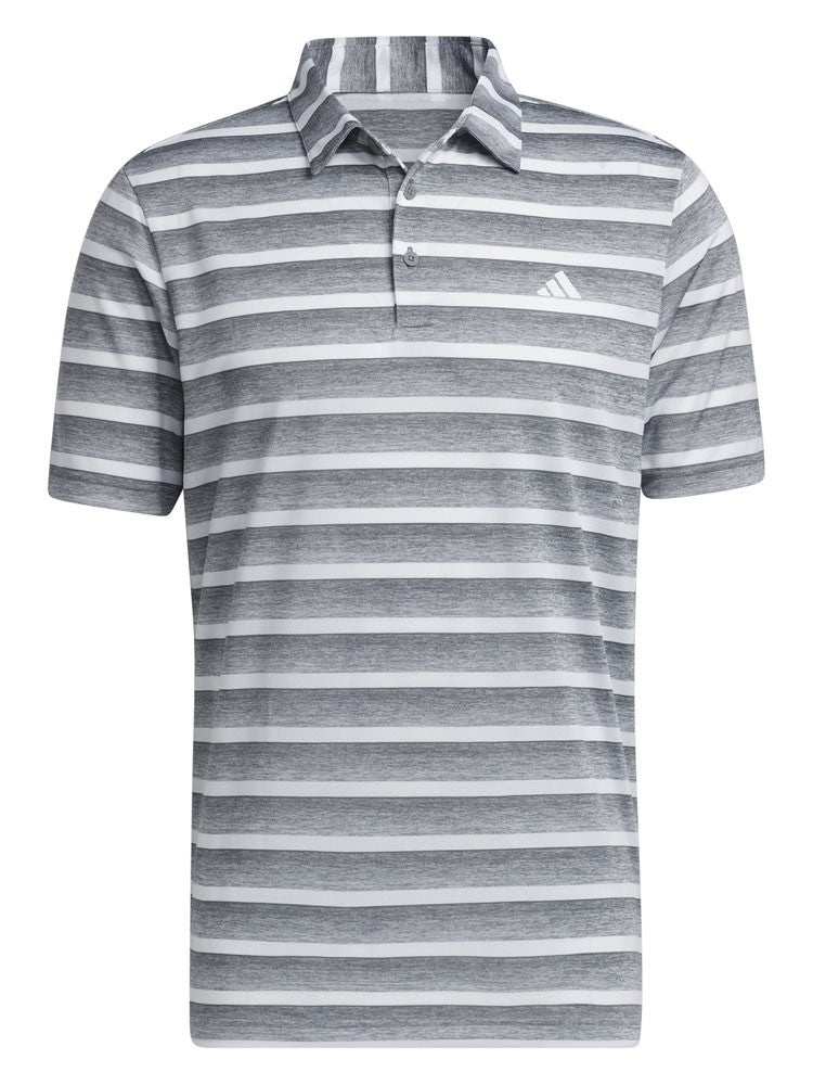 adidas Two-Colour Striped Polo Shirt - Grey Three/White