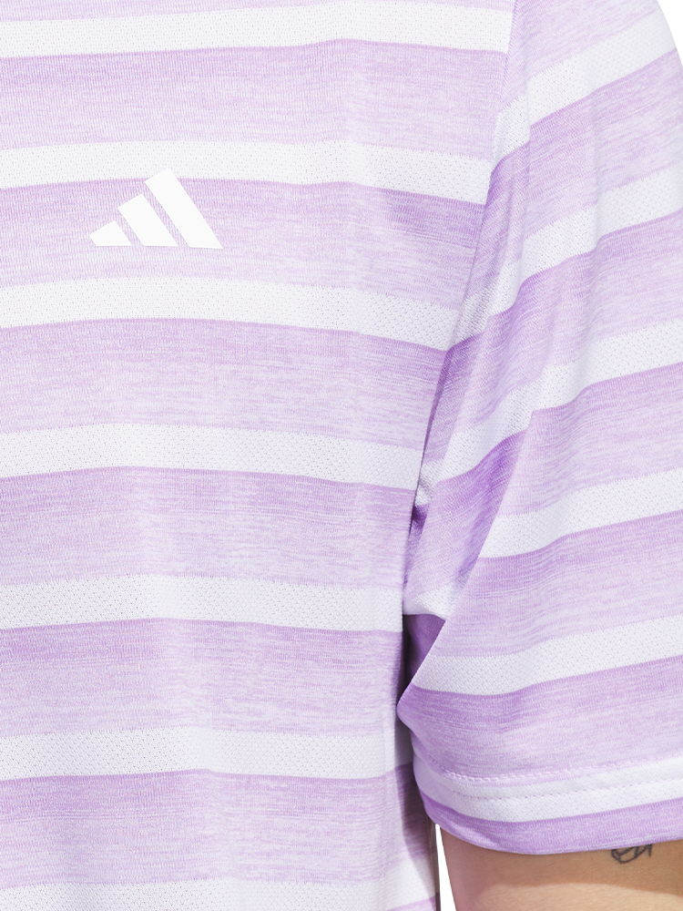 adidas Two-Colour Striped Polo Shirt - Powder Plum/White