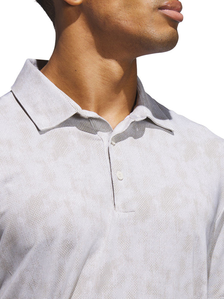 adidas Ultimate365 Textured Print Polo Shirt - Alumina/Putty Beige