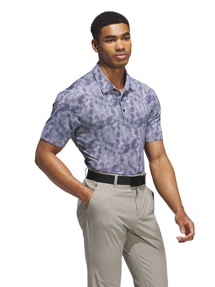 adidas Ultimate365 Textured Print Polo Shirt - Collegiate Navy/White