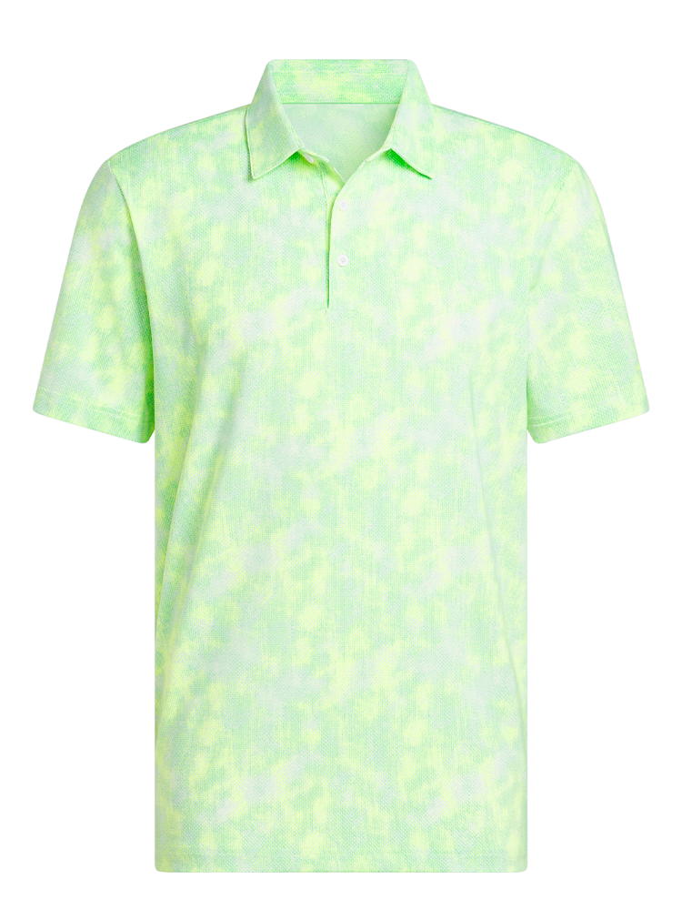 adidas Ultimate365 Textured Print Polo Shirt - White/Lime Burst