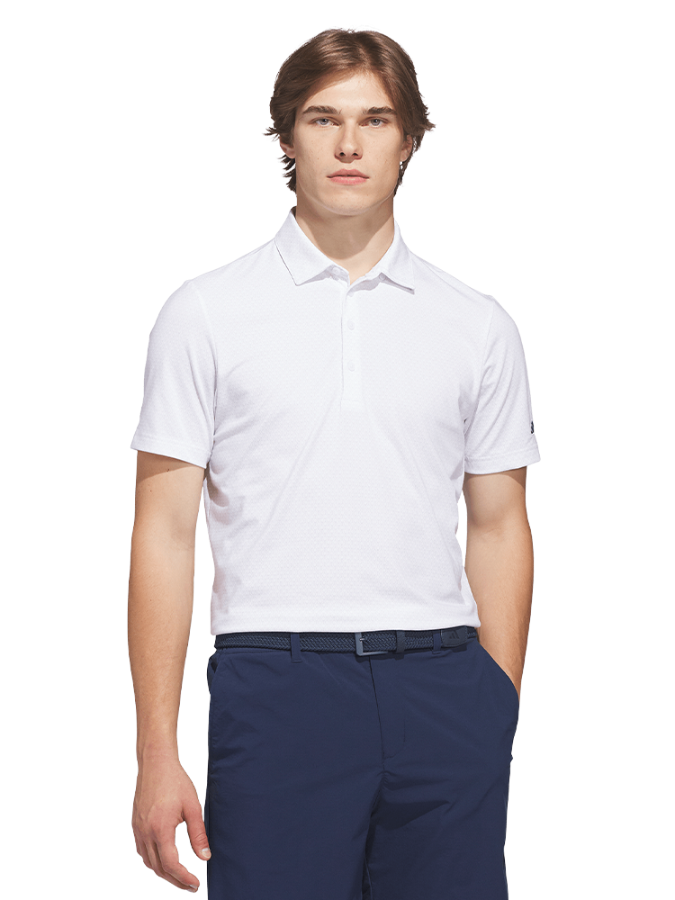adidas Ultimate365+ Go-To Print Polo Shirt - White/Grey Three
