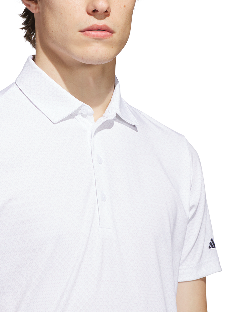 adidas Ultimate365+ Go-To Print Polo Shirt - White/Grey Three