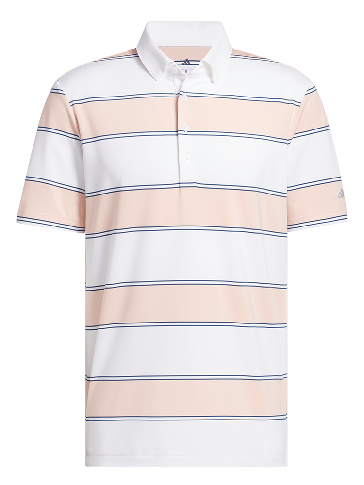 adidas Ultimate365+ Jumbo Stripe Climacool Polo Shirt - White/Blush Pink