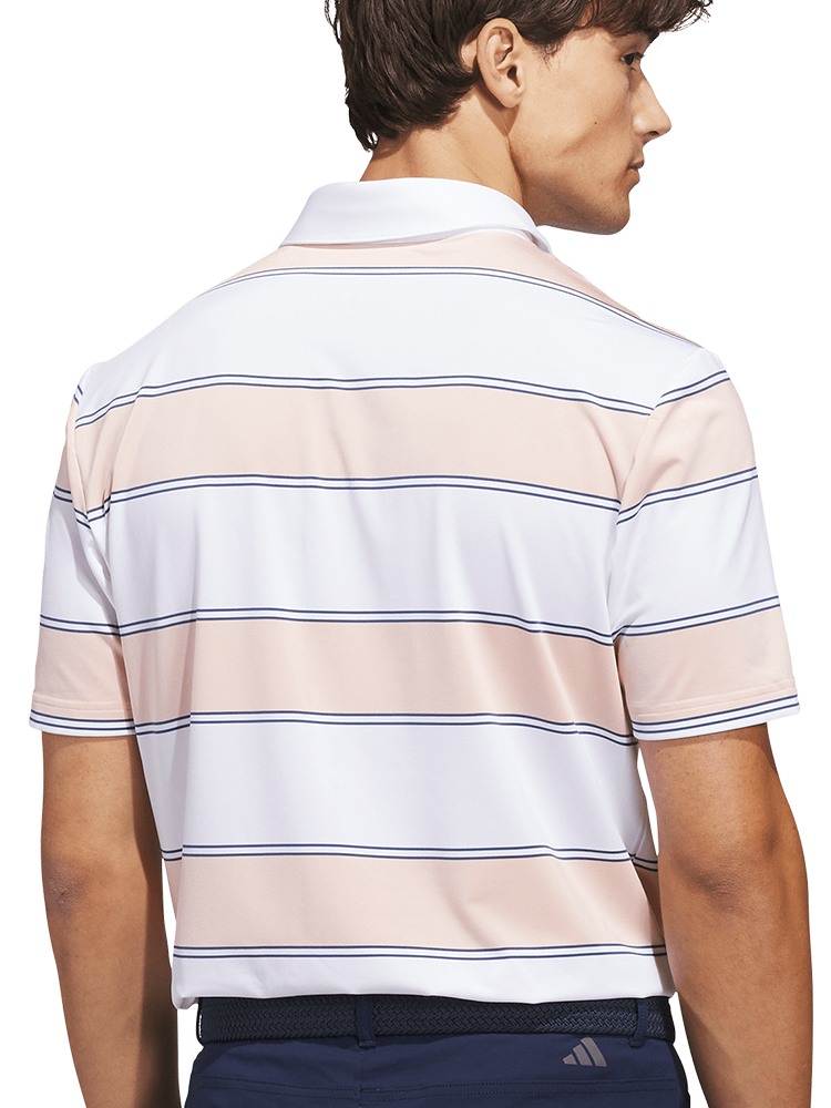 adidas Ultimate365+ Jumbo Stripe Climacool Polo Shirt - White/Blush Pink